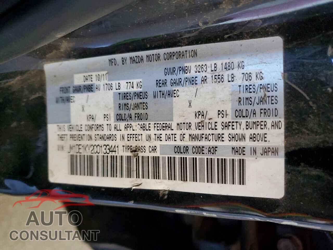 MAZDA 2 2012 - JM1DE1KY2C0133441