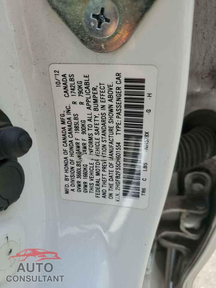 HONDA CIVIC 2012 - 2HGFB2F55CH601554