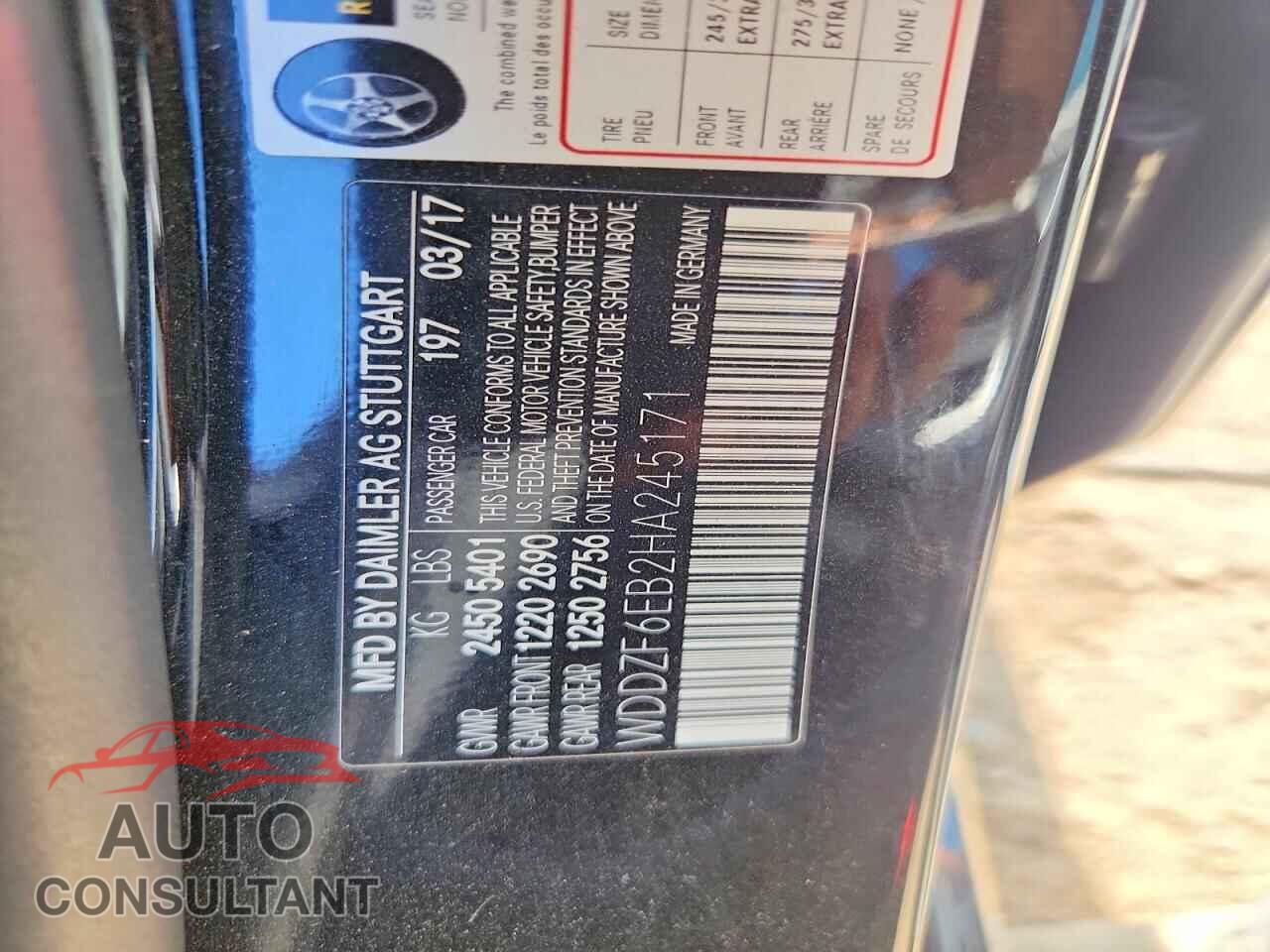 MERCEDES-BENZ E-CLASS 2017 - WDDZF6EB2HA245171