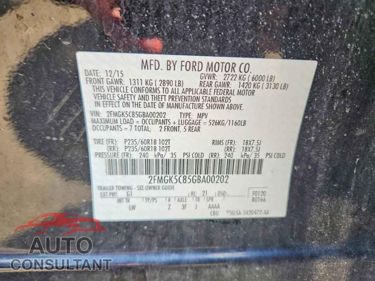 FORD FLEX 2016 - 2FMGK5C85GBA00202