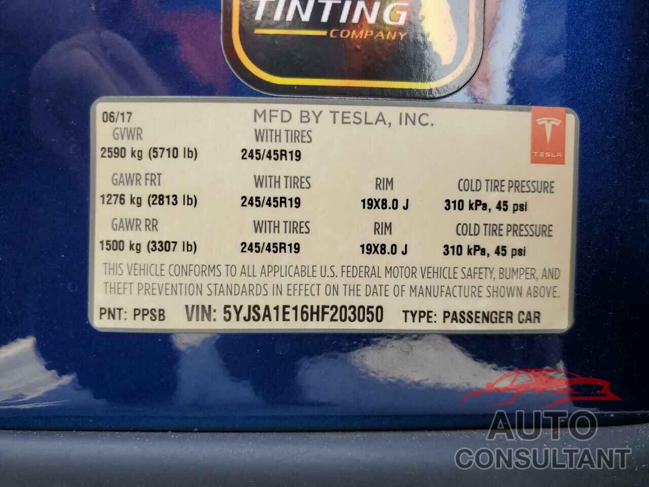 TESLA MODEL S 2017 - 5YJSA1E16HF203050