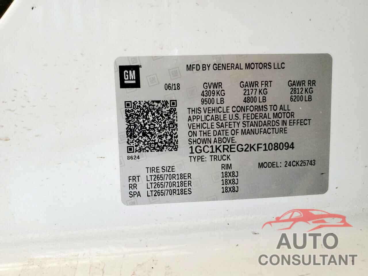 CHEVROLET ALL Models 2019 - 1GC1KREG2KF108094