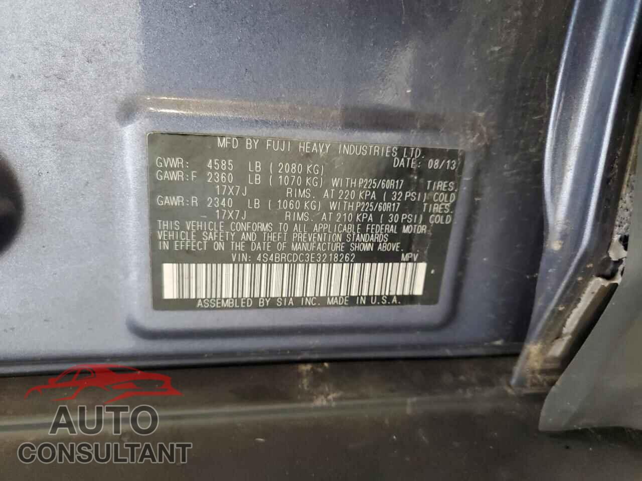 SUBARU OUTBACK 2014 - 4S4BRCDC3E3218262
