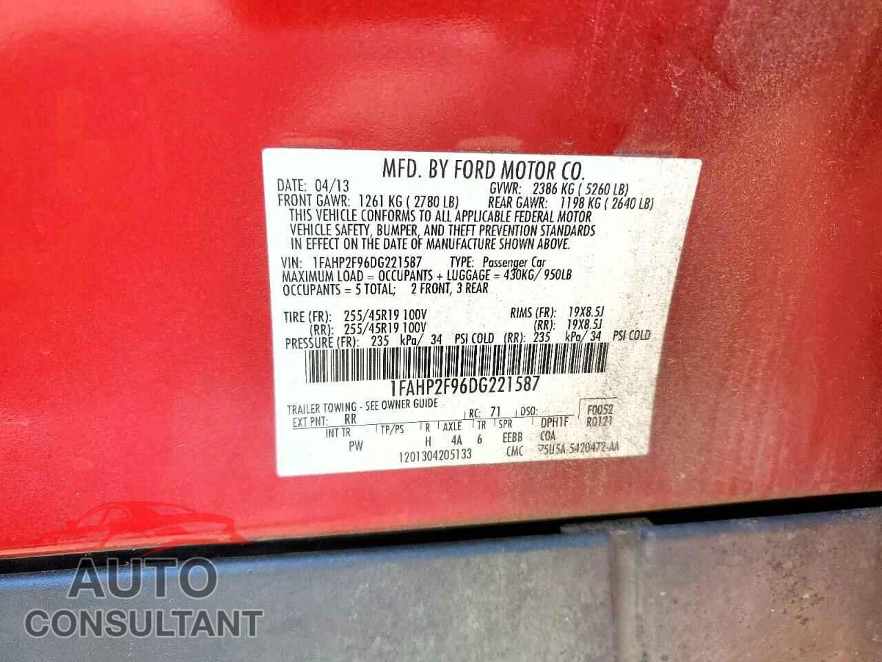 FORD TAURUS 2013 - 1FAHP2F96DG221587