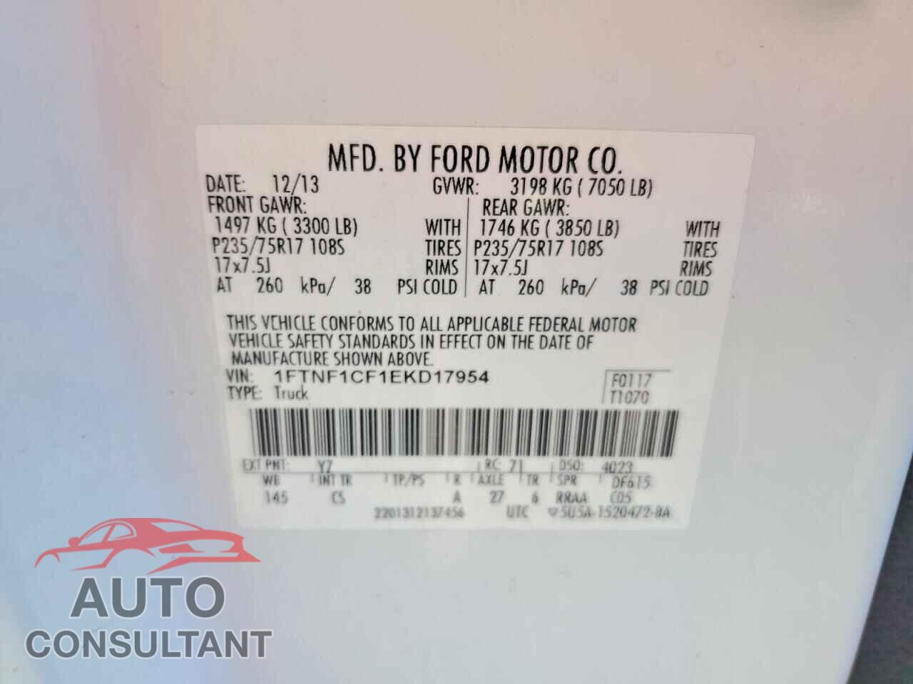 FORD F150 2014 - 1FTNF1CF1EKD17954