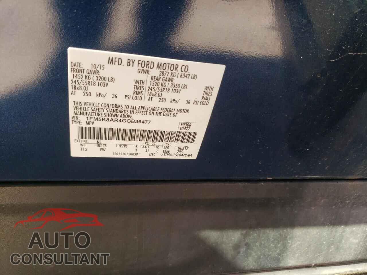 FORD EXPLORER 2016 - 1FM5K8AR4GGB36477
