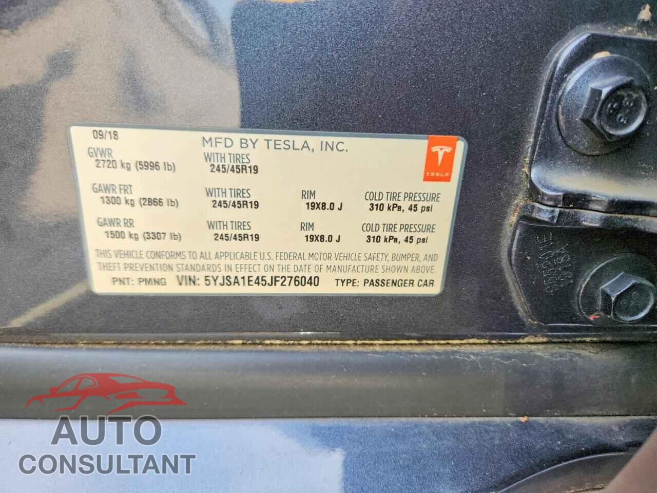 TESLA MODEL S 2018 - 5YJSA1E45JF276040