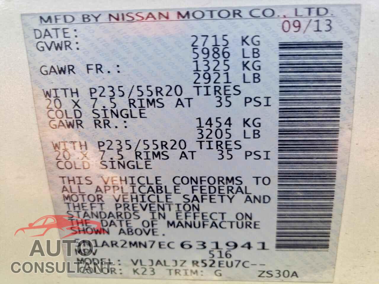 NISSAN PATHFINDER 2014 - 5N1AR2MN7EC631941