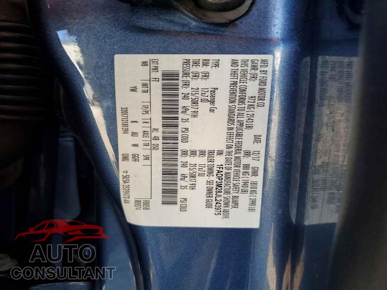 FORD FOCUS 2018 - 1FADP3M28JL243975