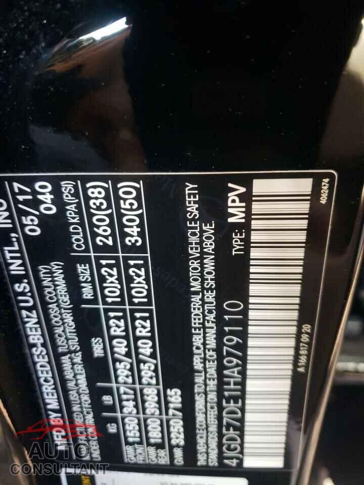 MERCEDES-BENZ GLS-CLASS 2017 - 4JGDF7DE1HA979110