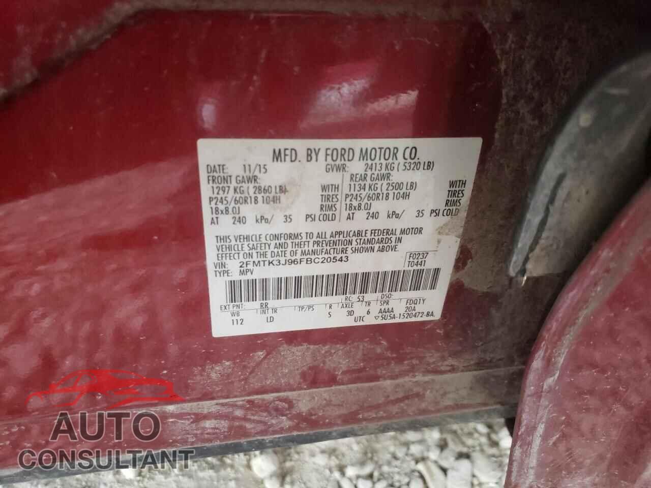 FORD EDGE 2015 - 2FMTK3J96FBC20543