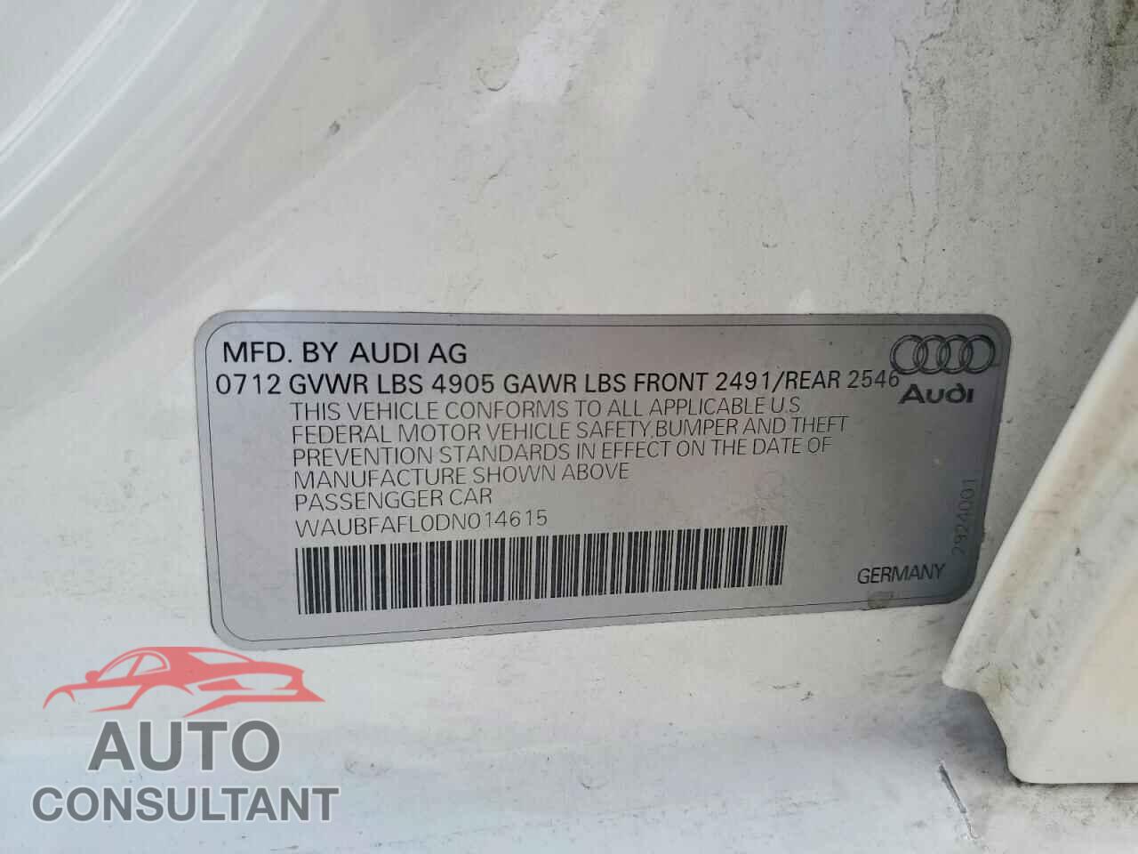 AUDI A4 2013 - WAUBFAFL0DN014615