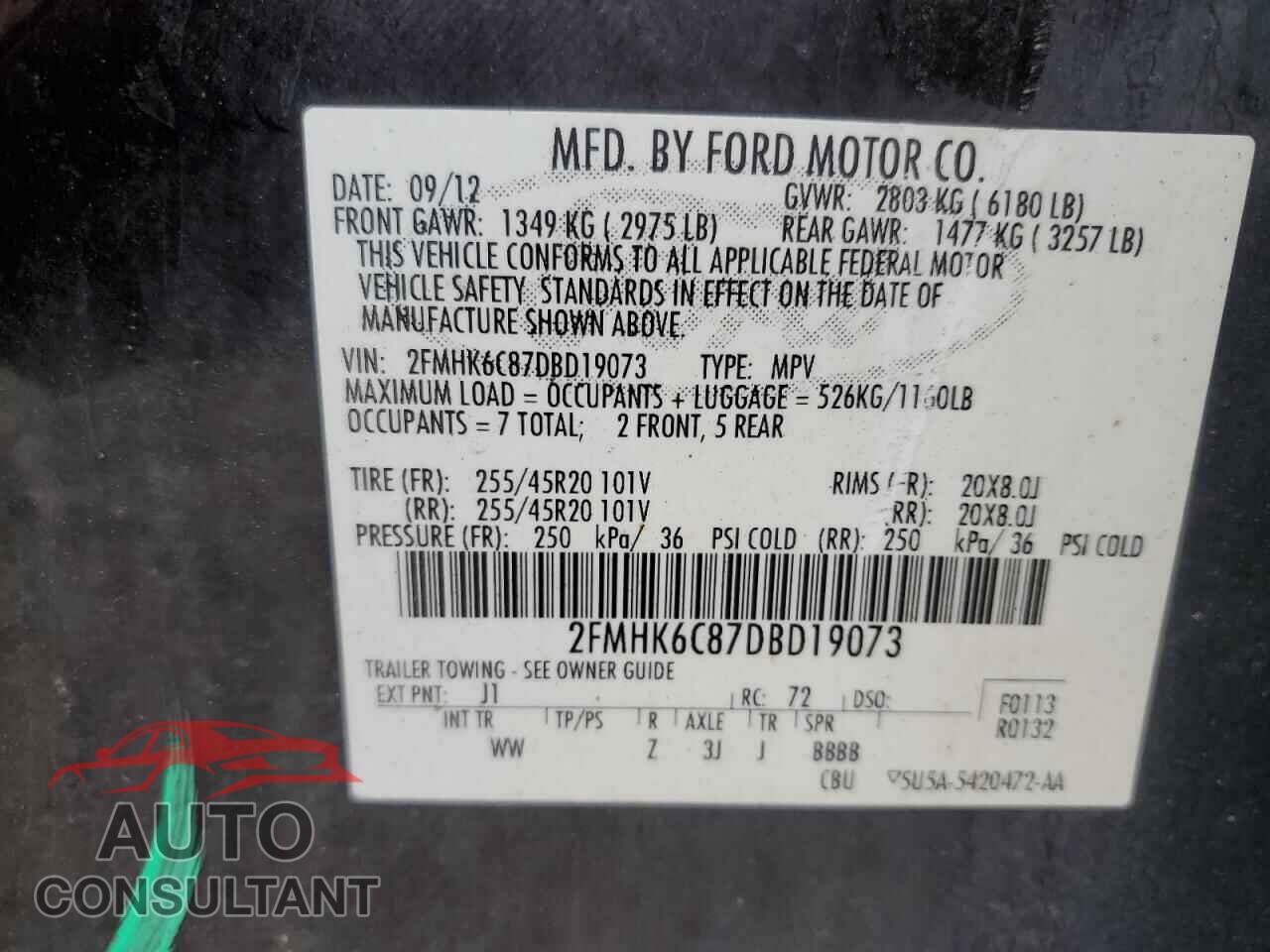 FORD FLEX 2013 - 2FMHK6C87DBD19073