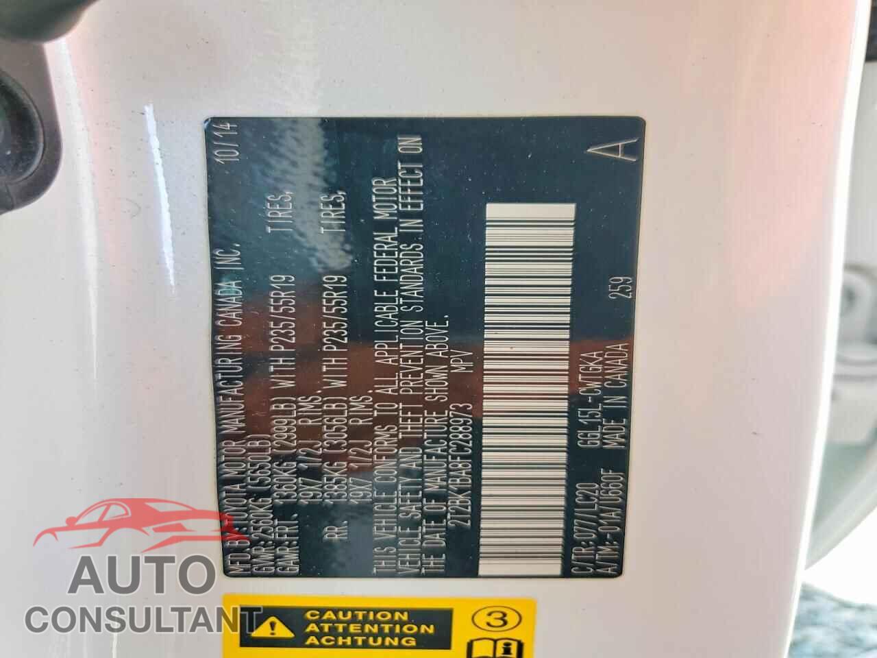 LEXUS RX350 2015 - 2T2BK1BA8FC288973