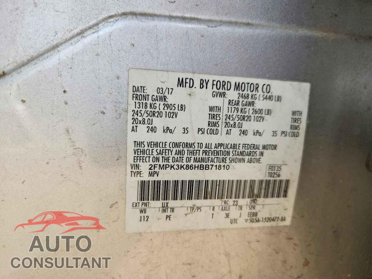 FORD EDGE 2017 - 2FMPK3K86HBB71810