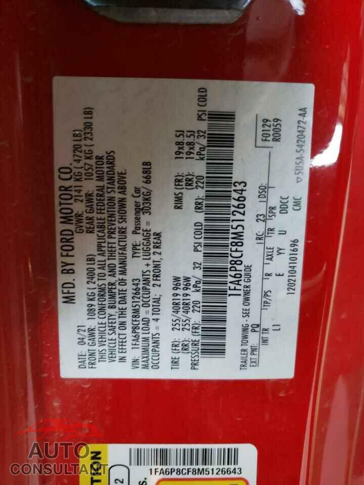 FORD MUSTANG 2021 - 1FA6P8CF8M5126643