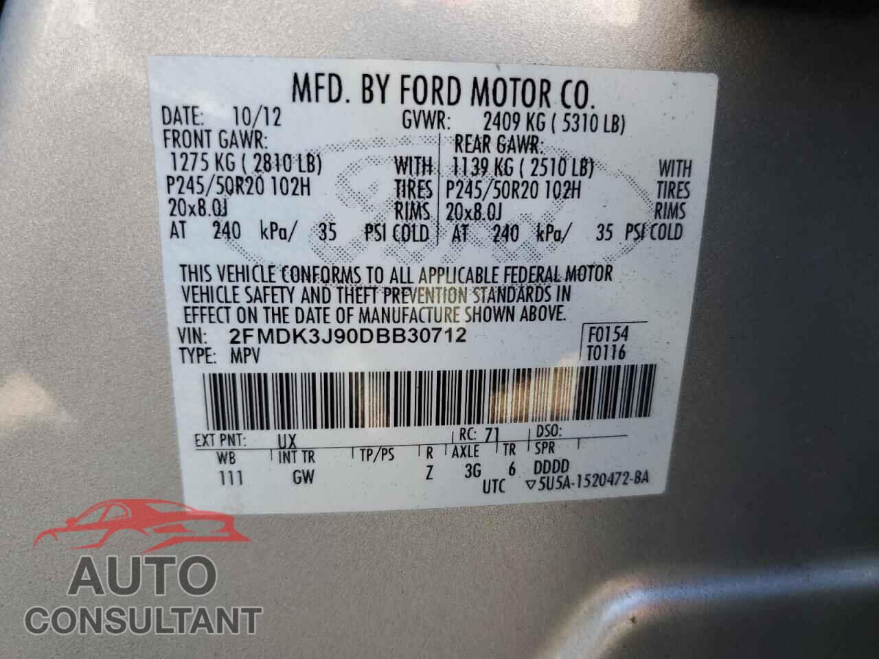 FORD EDGE 2013 - 2FMDK3J90DBB30712