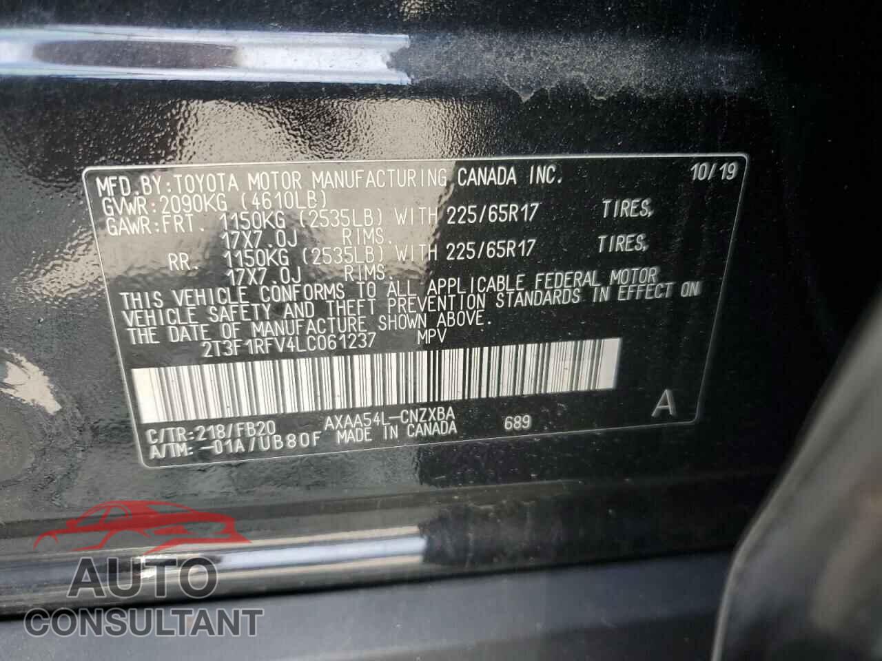 TOYOTA RAV4 2020 - 2T3F1RFV4LC061237