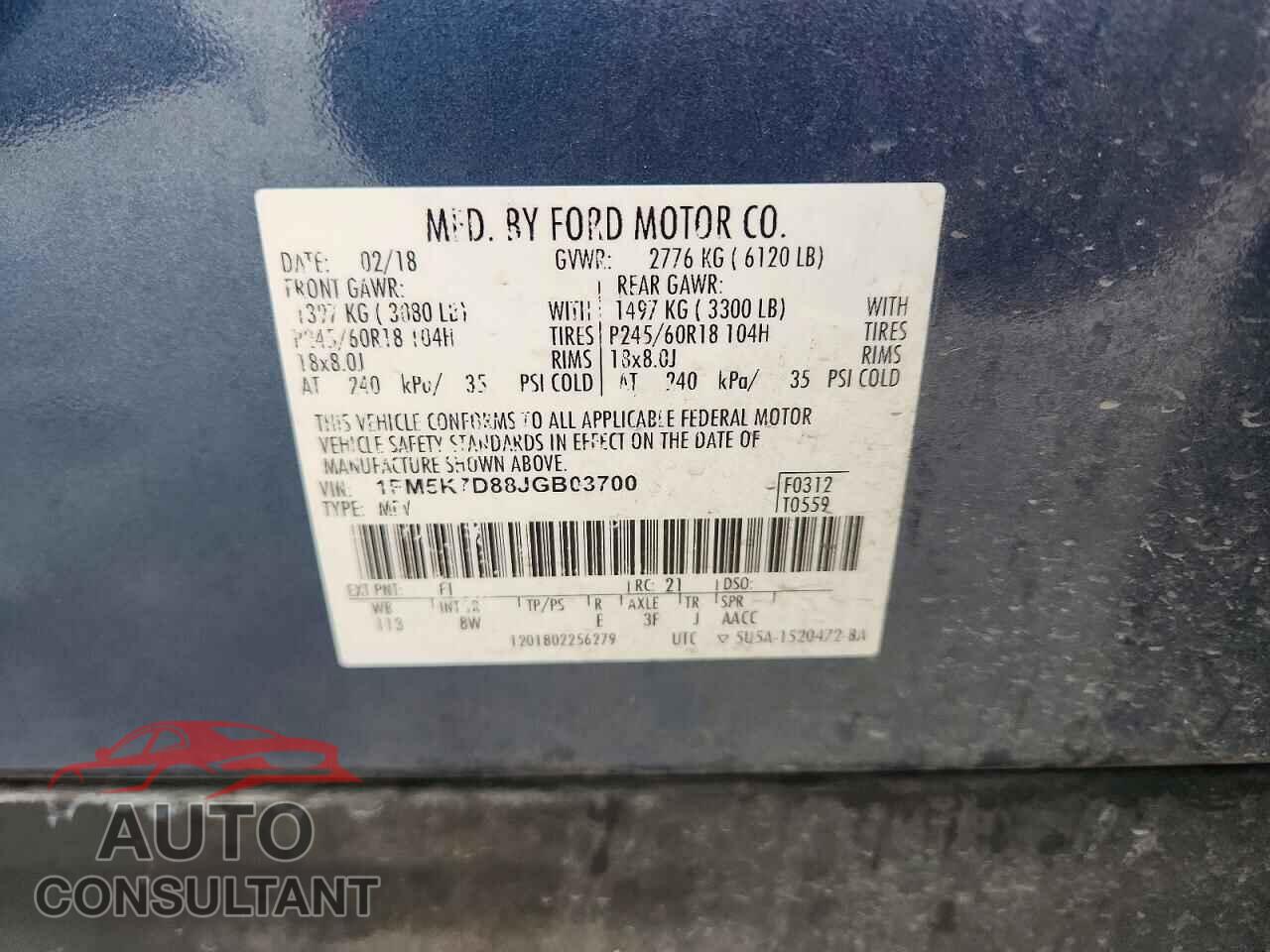 FORD EXPLORER 2018 - 1FM5K7D88JGB03700