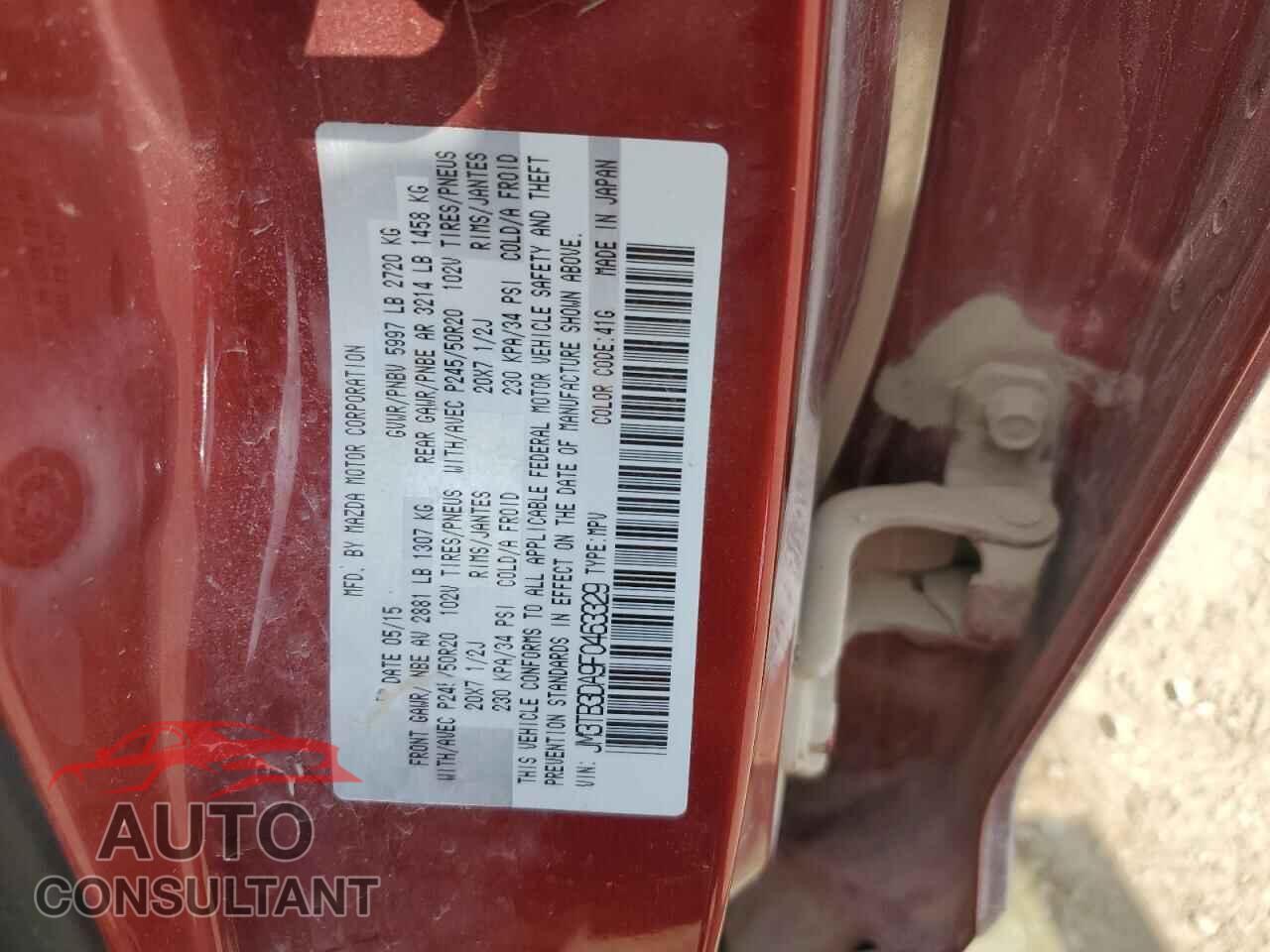MAZDA CX-9 2015 - JM3TB3DA9F0463329