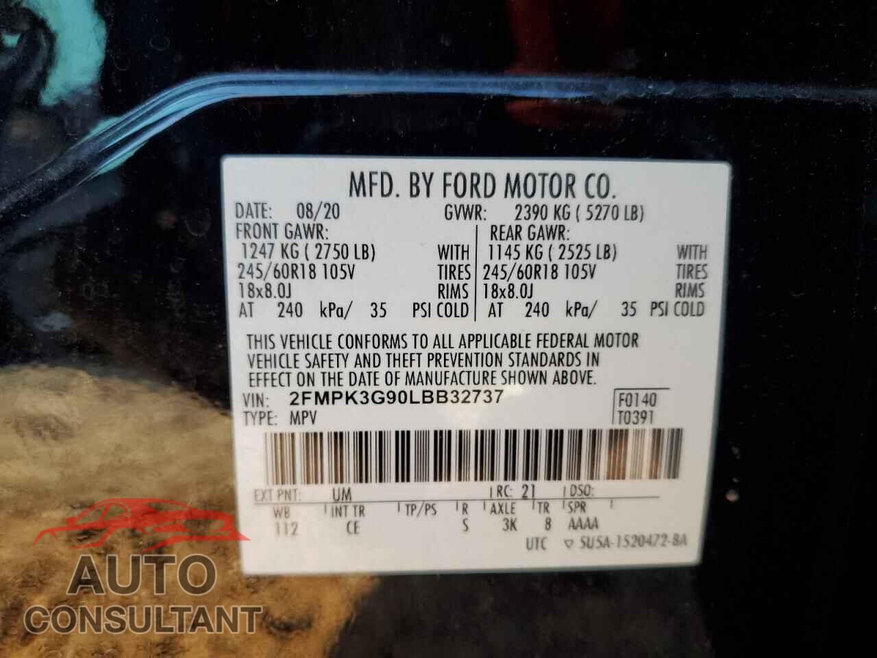 FORD EDGE 2020 - 2FMPK3G90LBB32737