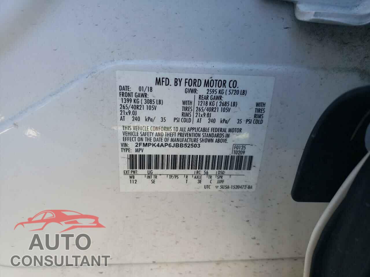 FORD EDGE 2018 - 2FMPK4AP6JBB52503