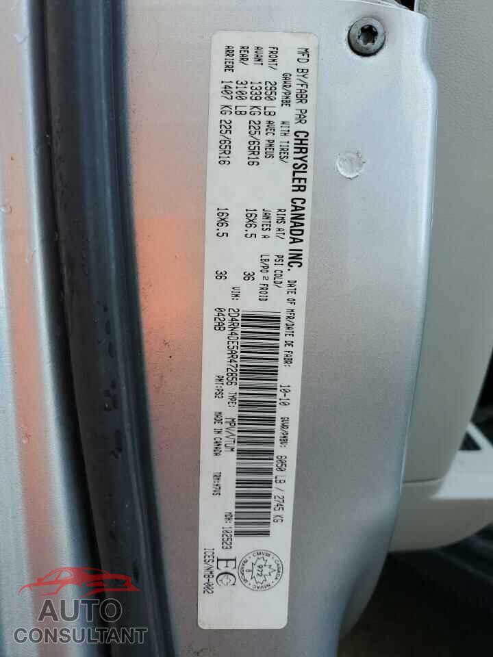 DODGE CARAVAN 2010 - 2D4RN4DE5AR472856