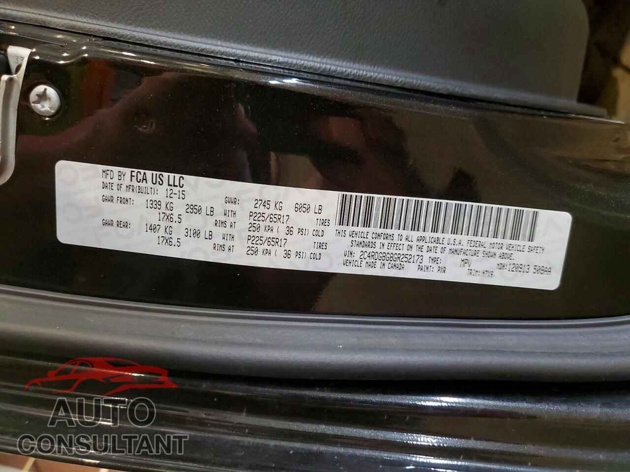 DODGE CARAVAN 2016 - 2C4RDGBG8GR252173