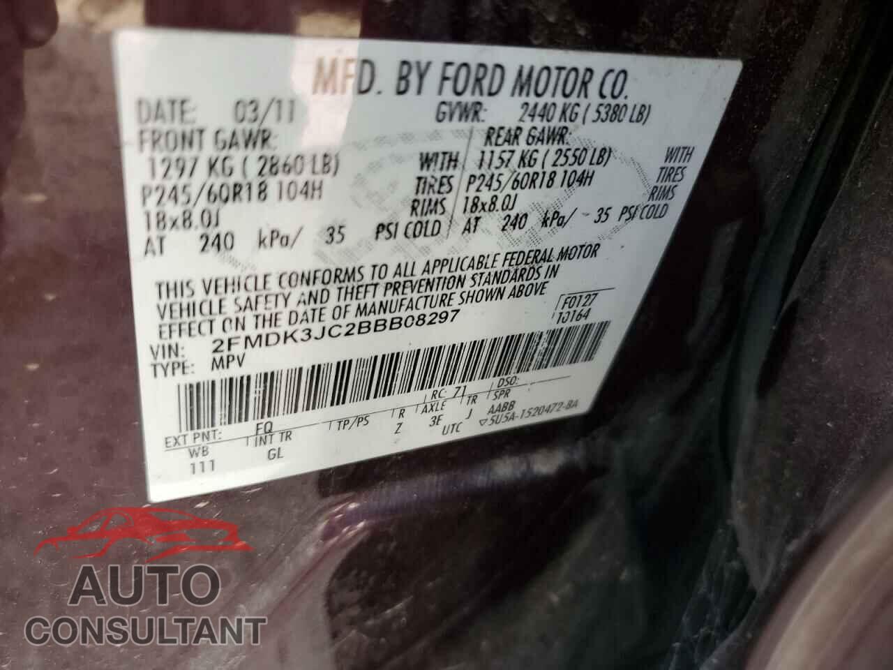 FORD EDGE 2011 - 2FMDK3JC2BBB08297
