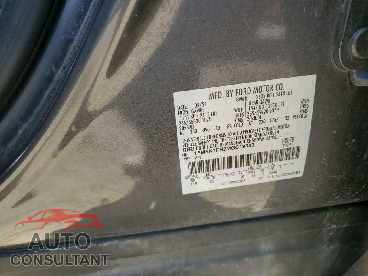FORD EXPLORER 2021 - 1FMSK7FH2MGC19009