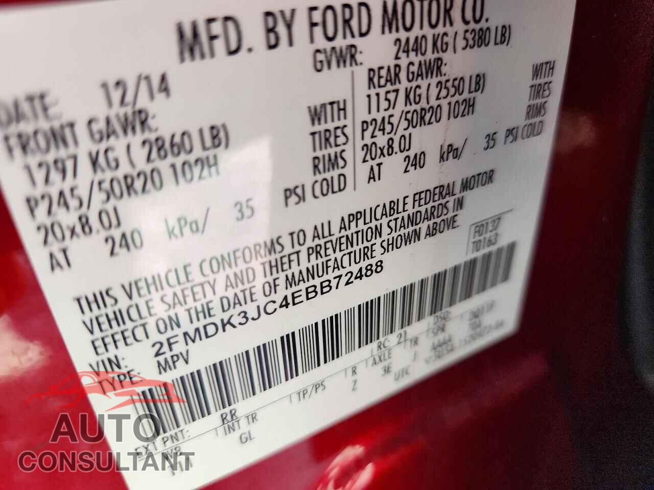 FORD EDGE 2014 - 2FMDK3JC4EBB72488