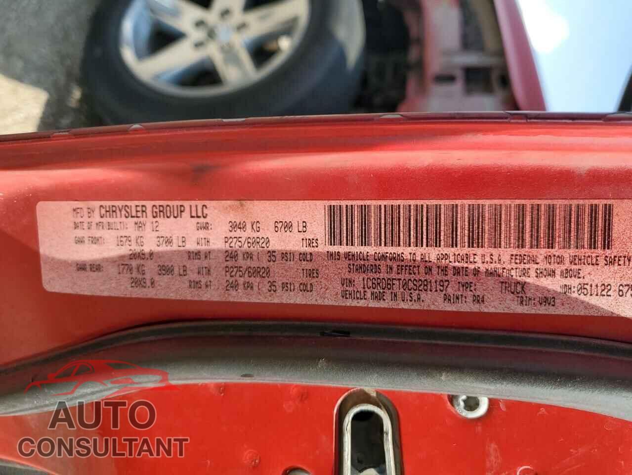 DODGE RAM 1500 2012 - 1C6RD6FT0CS281197