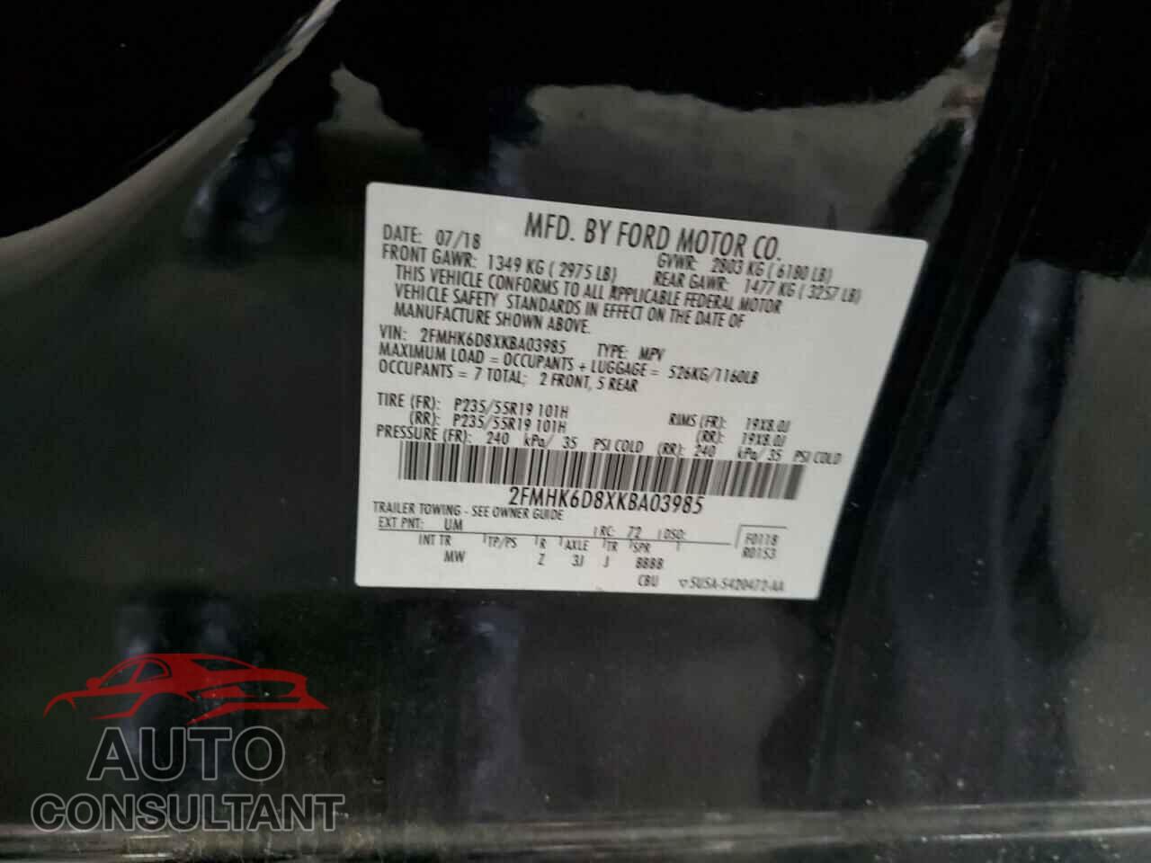 FORD FLEX 2019 - 2FMHK6D8XKBA03985