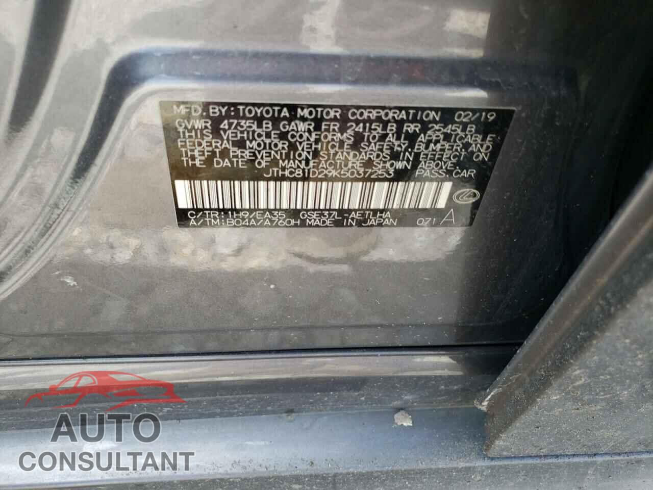 LEXUS IS 2019 - JTHC81D29K5037253