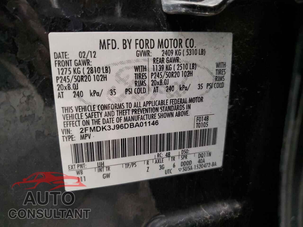 FORD EDGE 2013 - 2FMDK3J96DBA01146
