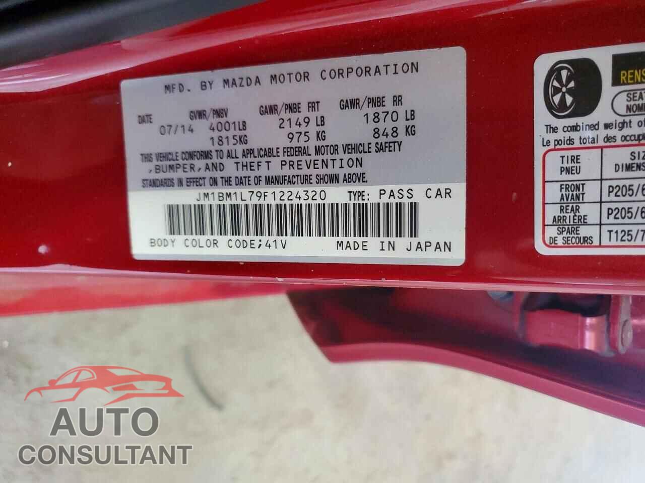 MAZDA 3 2015 - JM1BM1L79F1224320