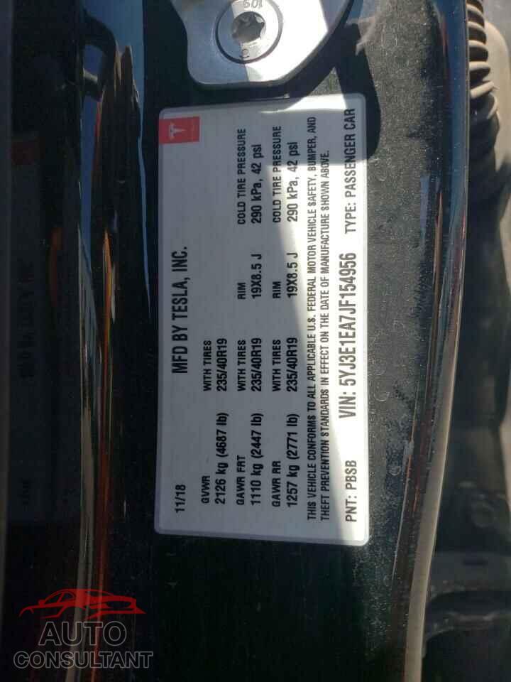 TESLA MODEL 3 2018 - 5YJ3E1EA7JF154956