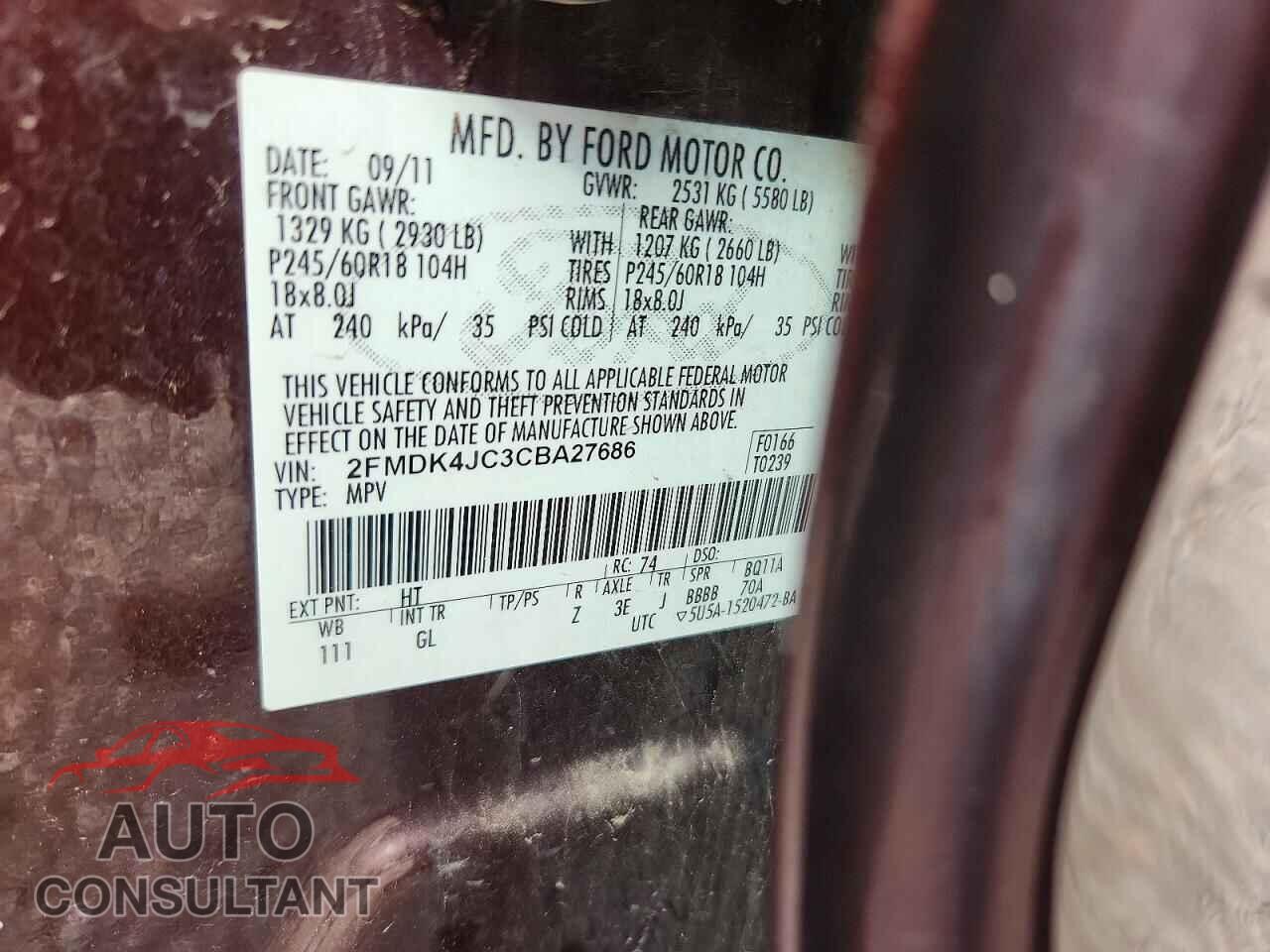 FORD EDGE 2012 - 2FMDK4JC3CBA27686