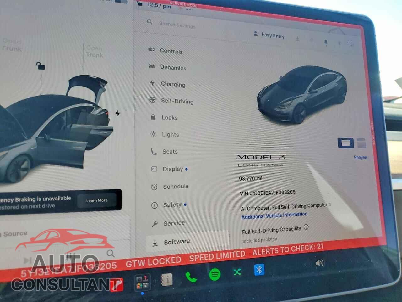 TESLA MODEL 3 2018 - 5YJ3E1EA7JF038205