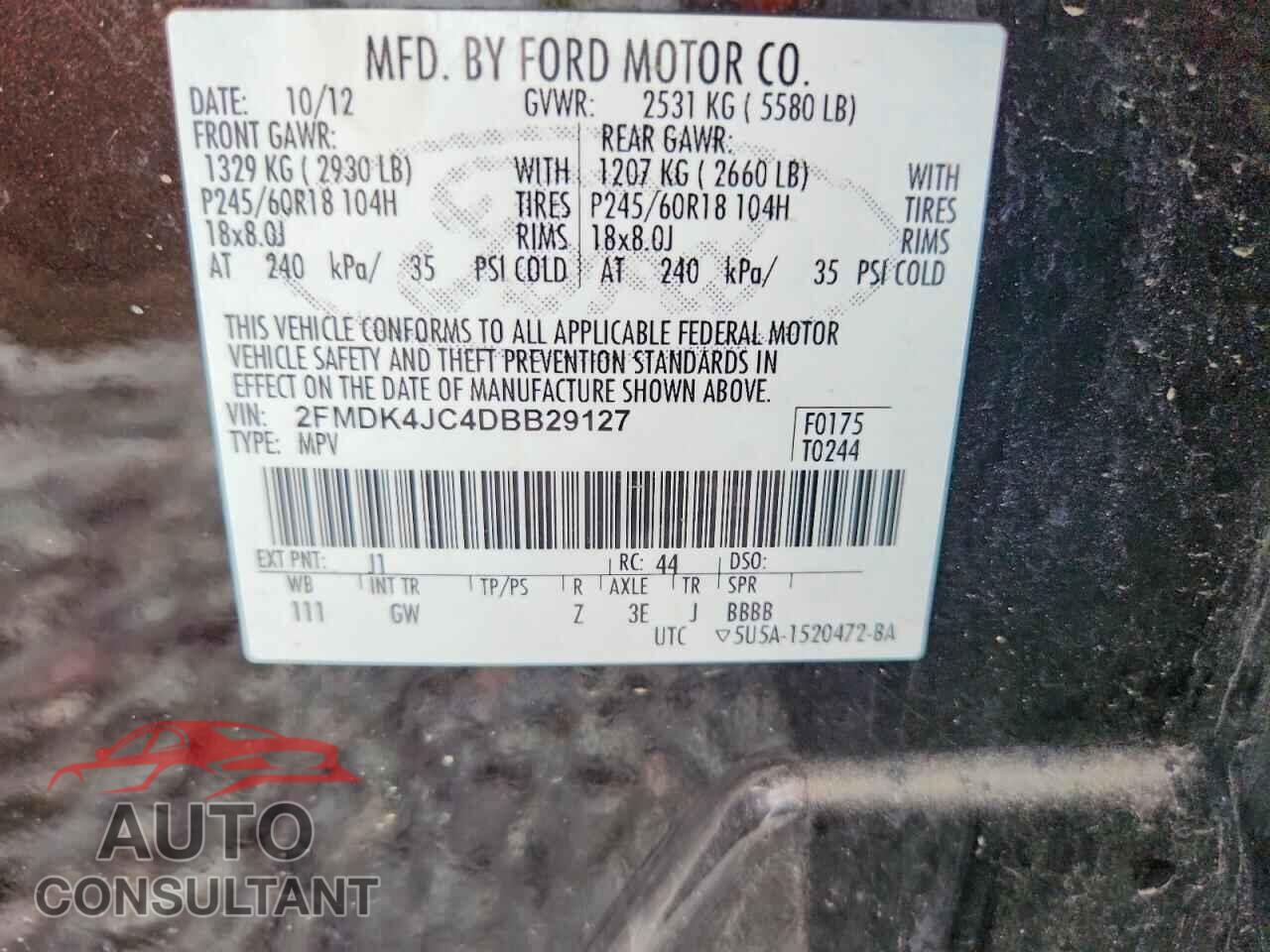 FORD EDGE 2013 - 2FMDK4JC4DBB29127