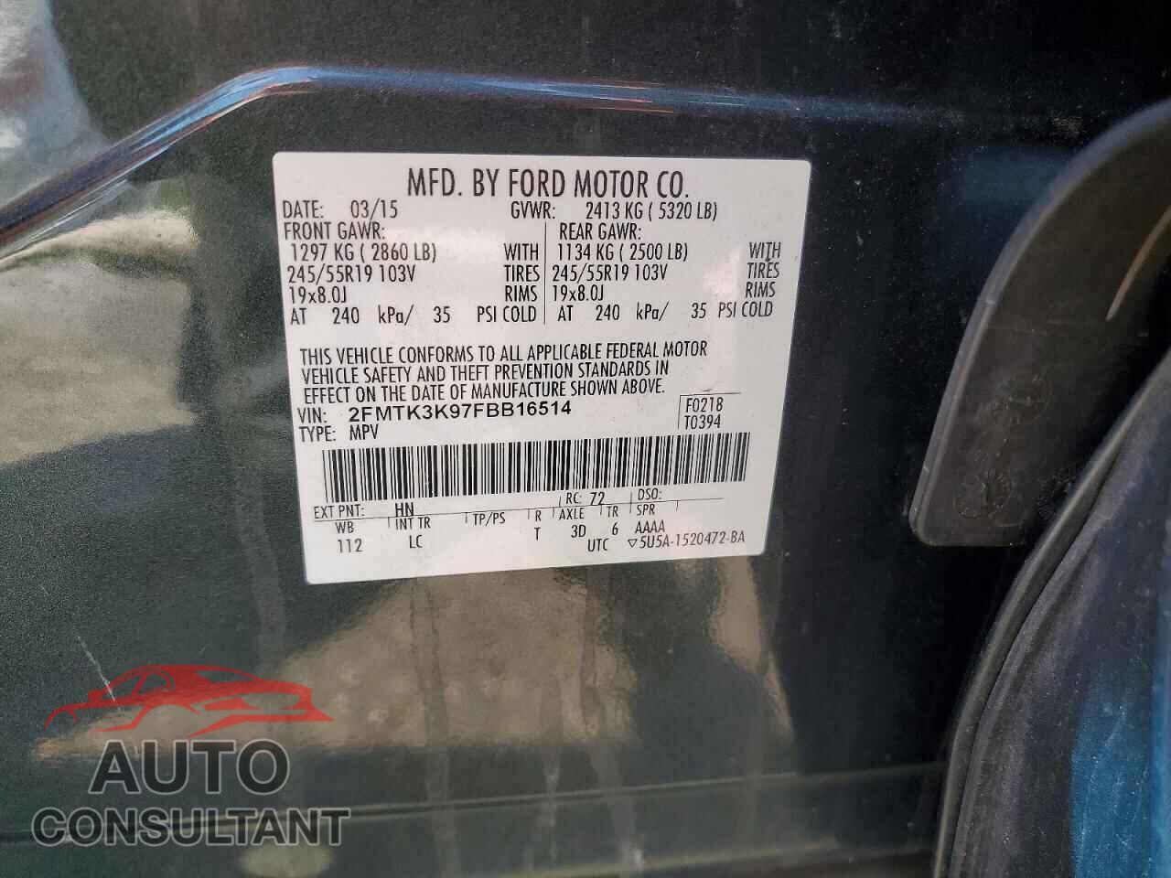 FORD EDGE 2015 - 2FMTK3K97FBB16514