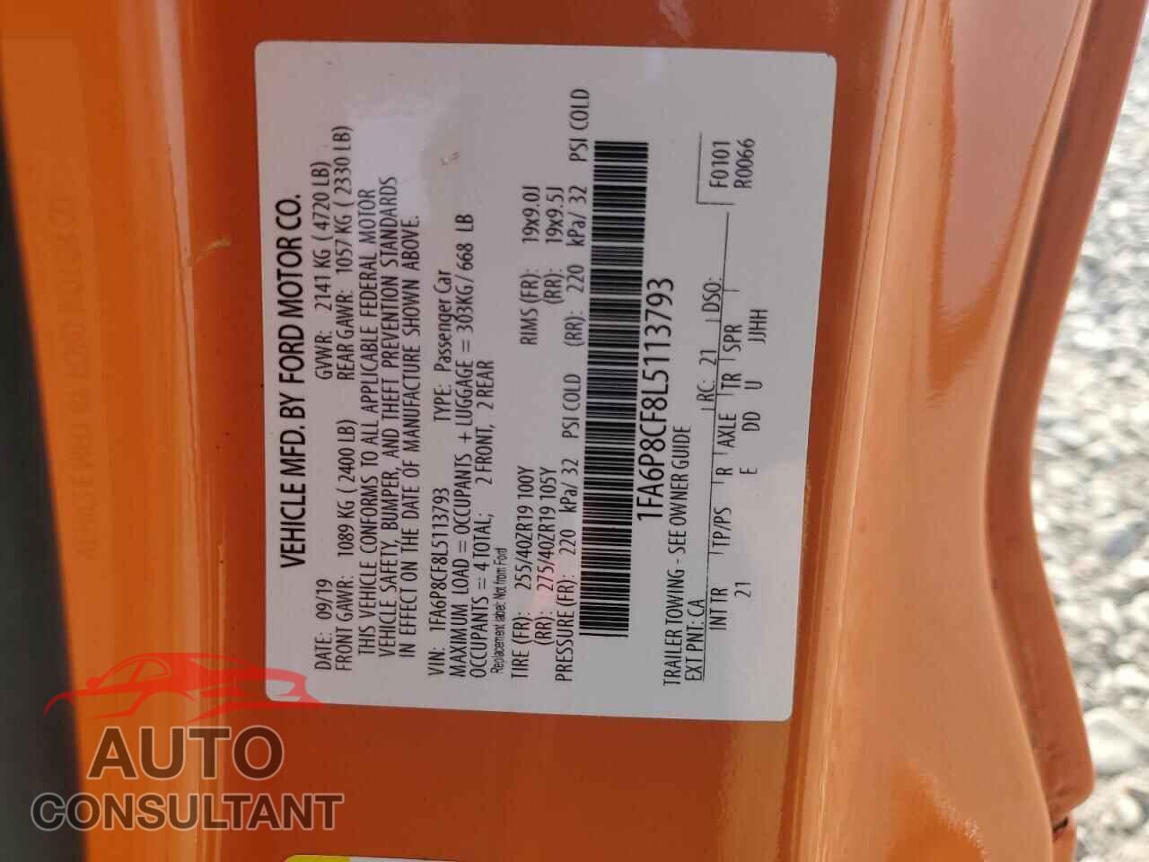 FORD MUSTANG 2020 - 1FA6P8CF8L5113793