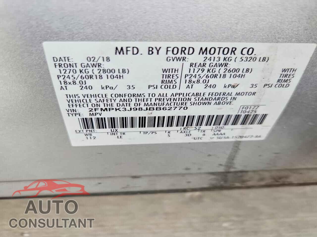 FORD EDGE 2018 - 2FMPK3J98JBB62770