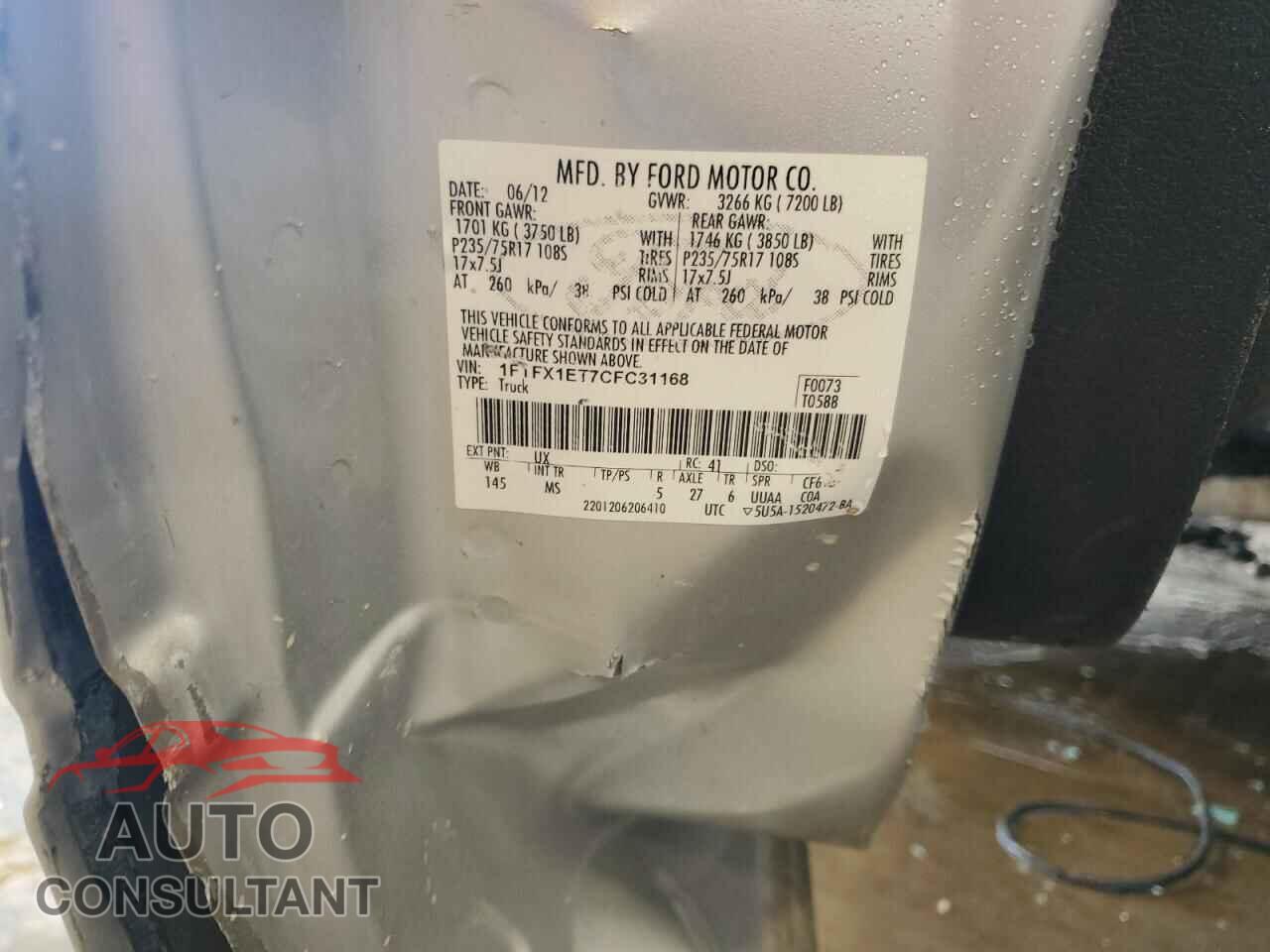 FORD F-150 2012 - 1FTFX1ET7CFC31168