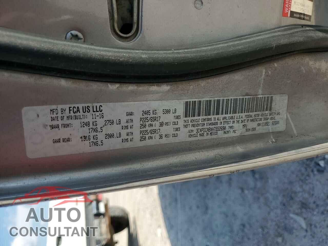 DODGE JOURNEY 2017 - 3C4PDCABXHT552690