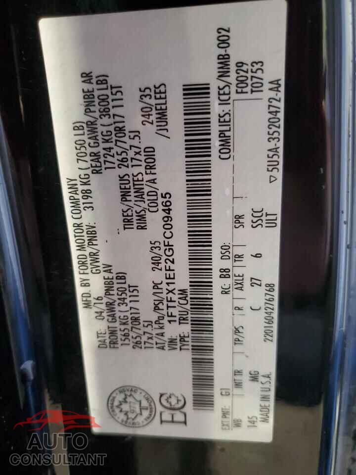 FORD F-150 2016 - 1FTFX1EF2GFC09465