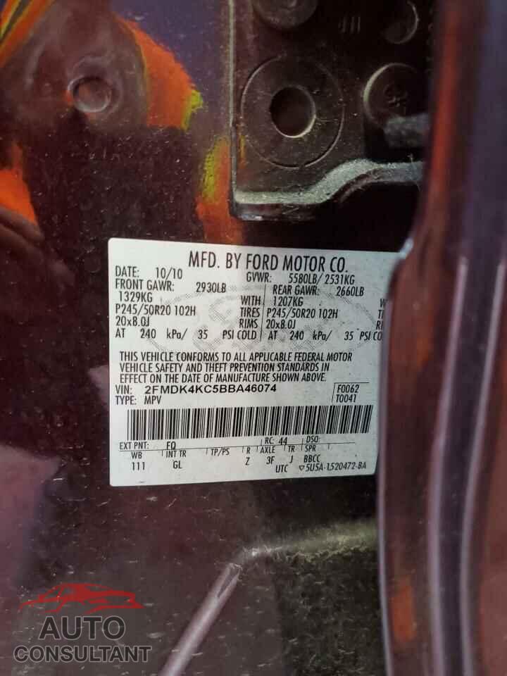FORD EDGE 2011 - 2FMDK4KC5BBA46074