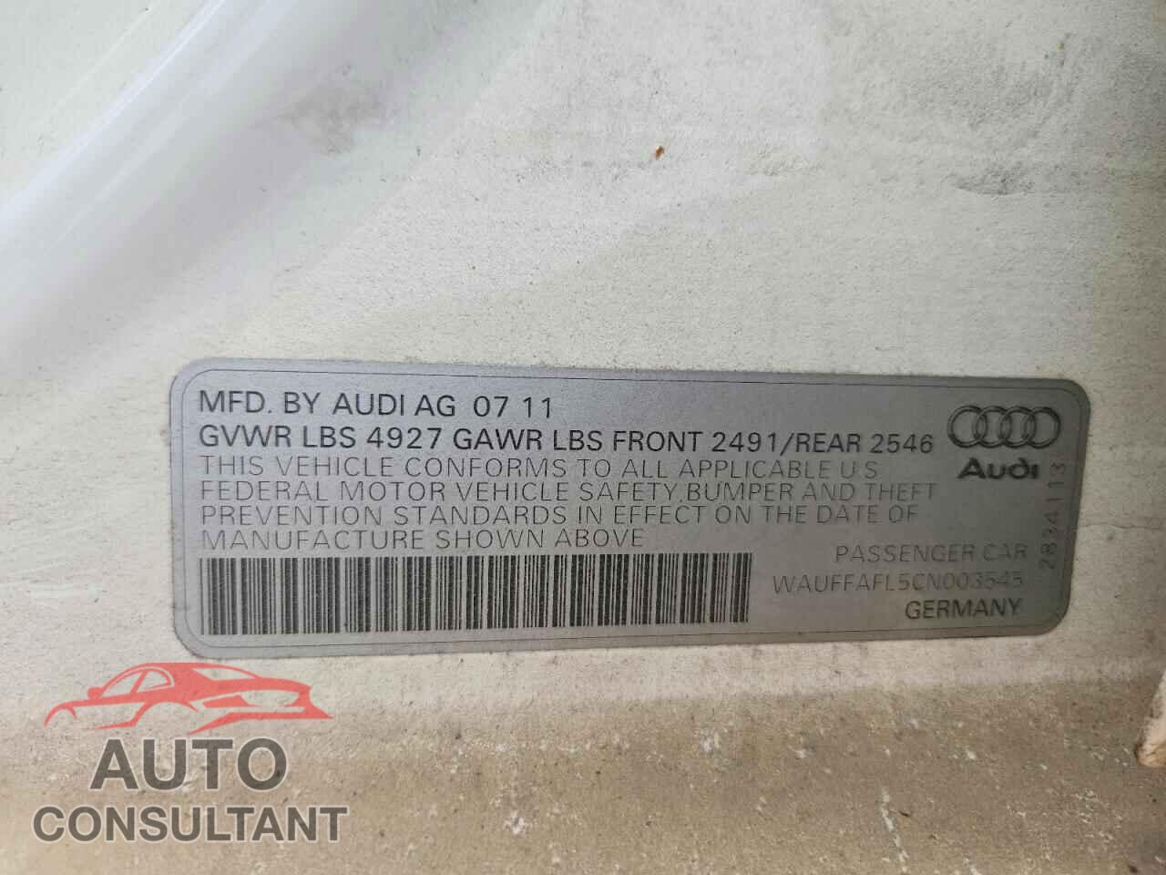 AUDI A4 2012 - WAUFFAFL5CN003545