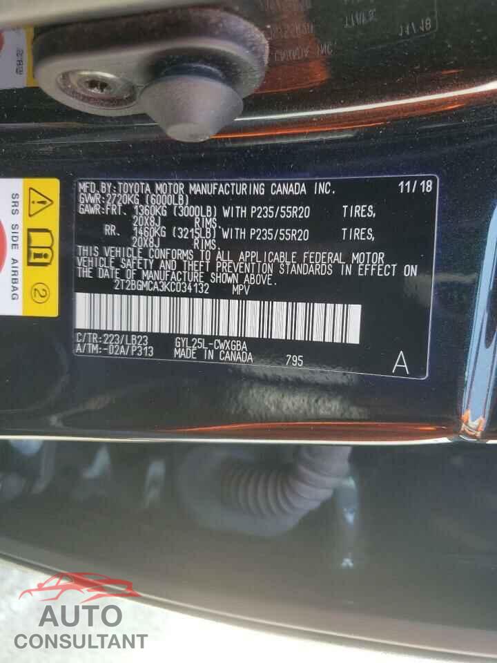 LEXUS RX450 2019 - 2T2BGMCA3KC034132