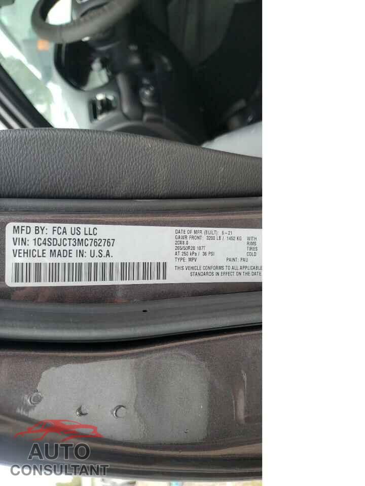 DODGE DURANGO 2021 - 1C4SDJCT3MC762767